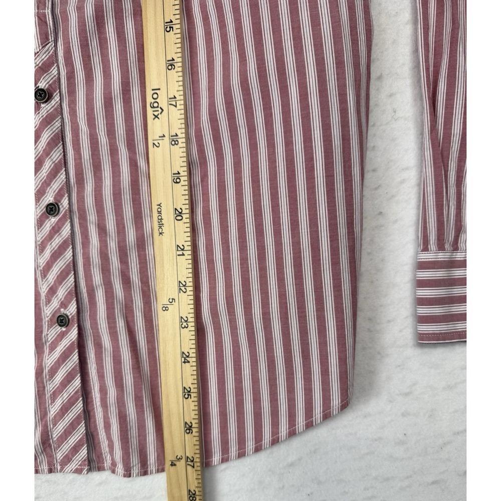 Orvis Women's Medium Dusty Rose Striped Shirt Leather Trim Long Sleeve Button Up - Picture 8 of 9